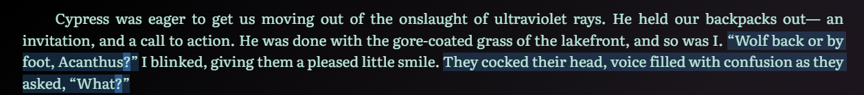 A screenshot of Ellipsus Plus' punctuation highlight feature.