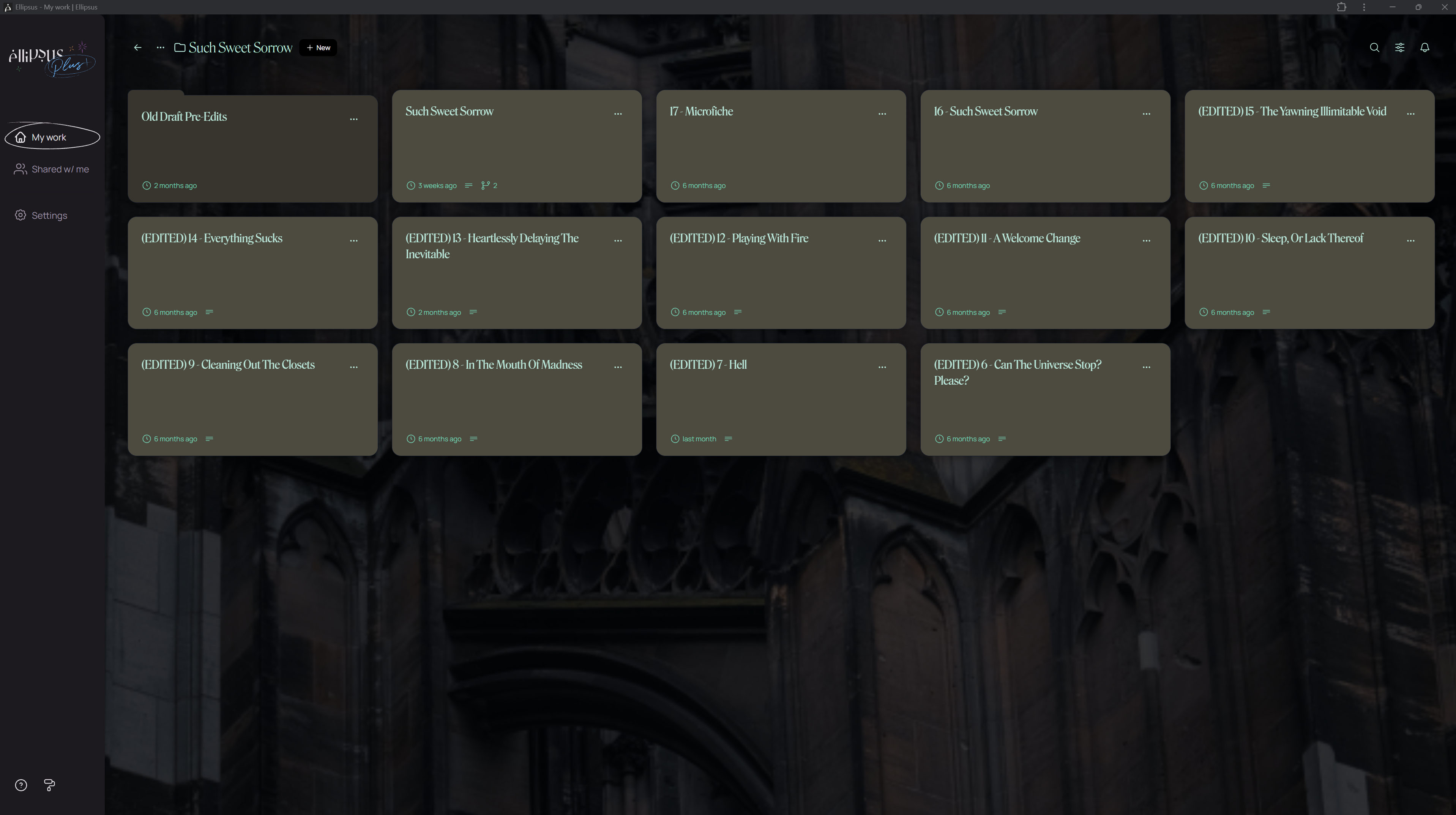 A screenshot of Ellipsus, showing the folders system.