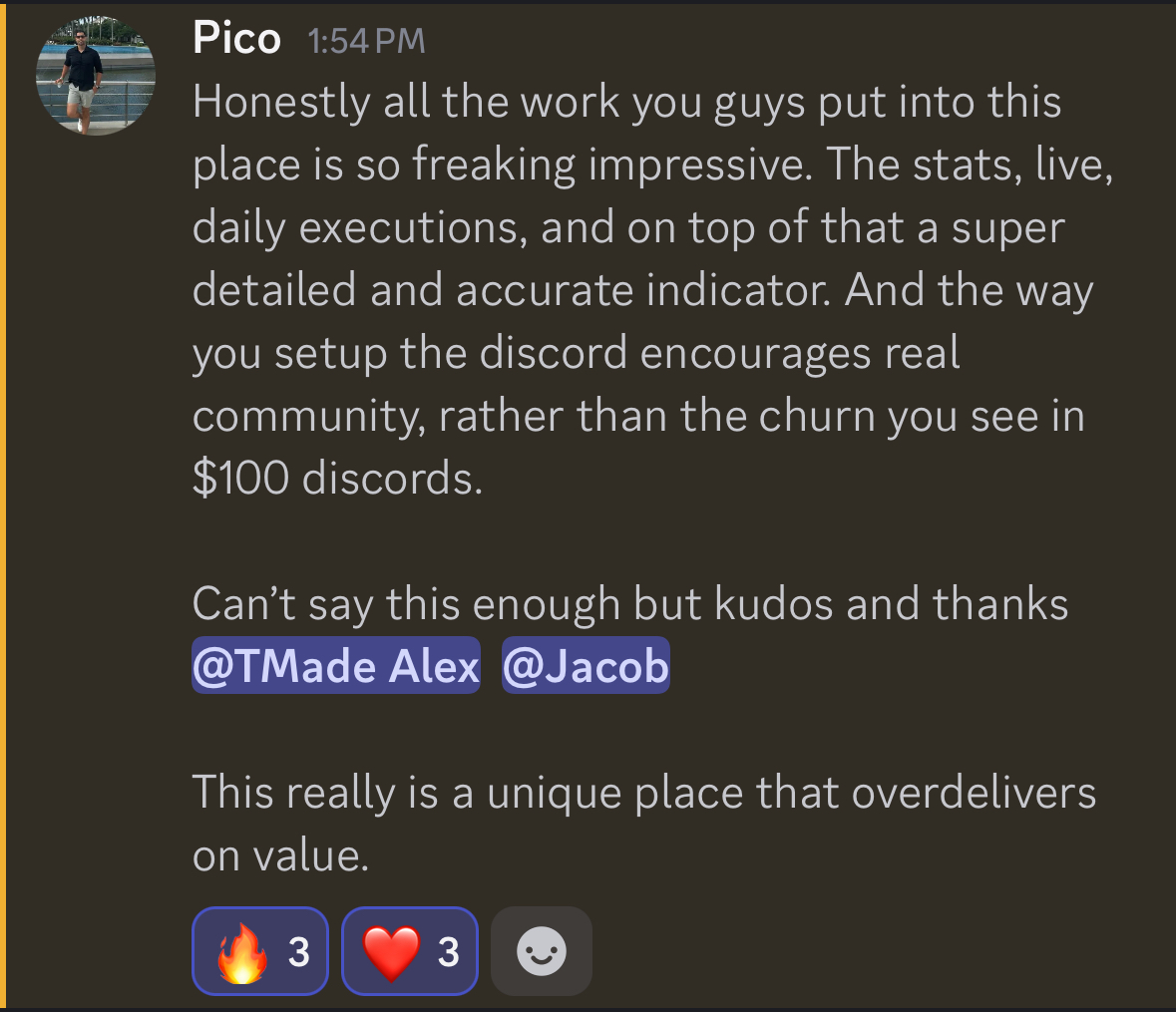 Pico: stats, live daily executions, real community — overdelivers on value