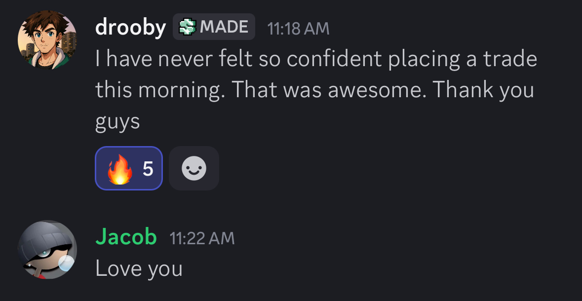 drooby: I have never felt so confident placing a trade
