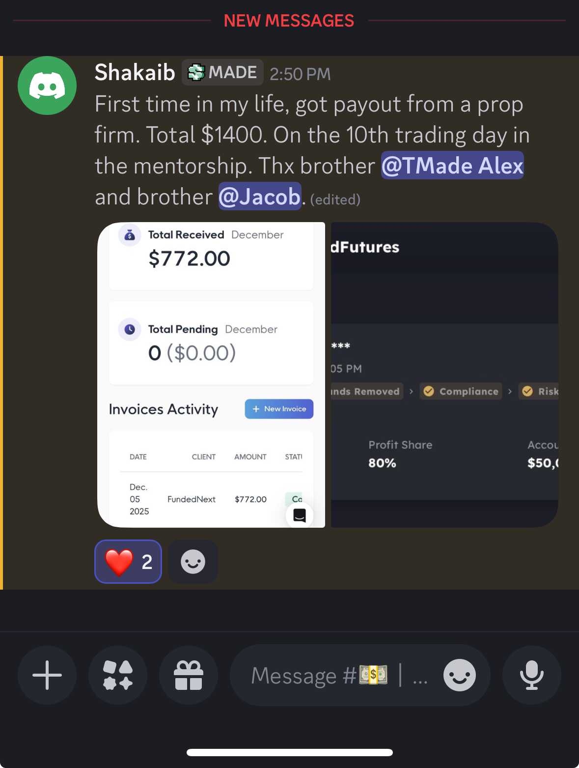 Shakaib: First $1,400 payout from FundedNext in 10 trading days