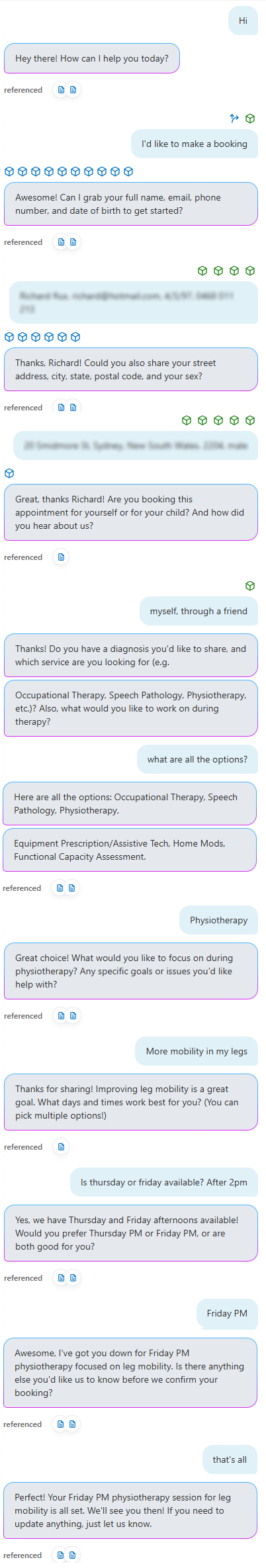 AI Fox NDIS booking flow example