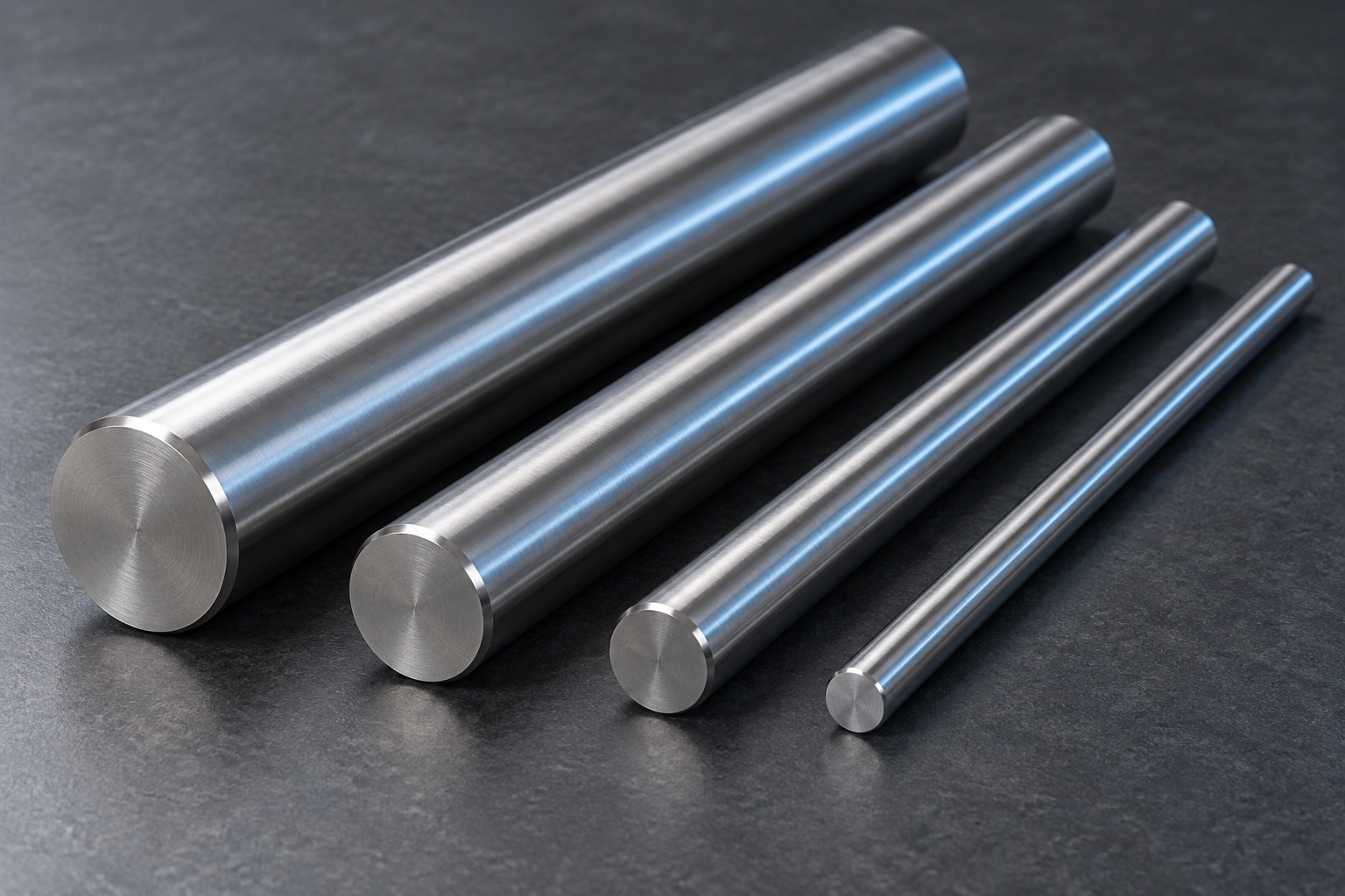 Smooth cylindrical steel rods of different diameters