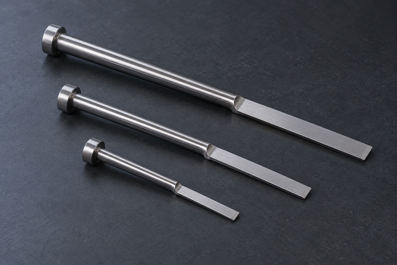 Three blade ejectors with flat rectangular working ends and round shanks