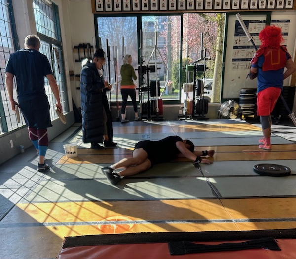 Bobo after completing CrossFit Open workout