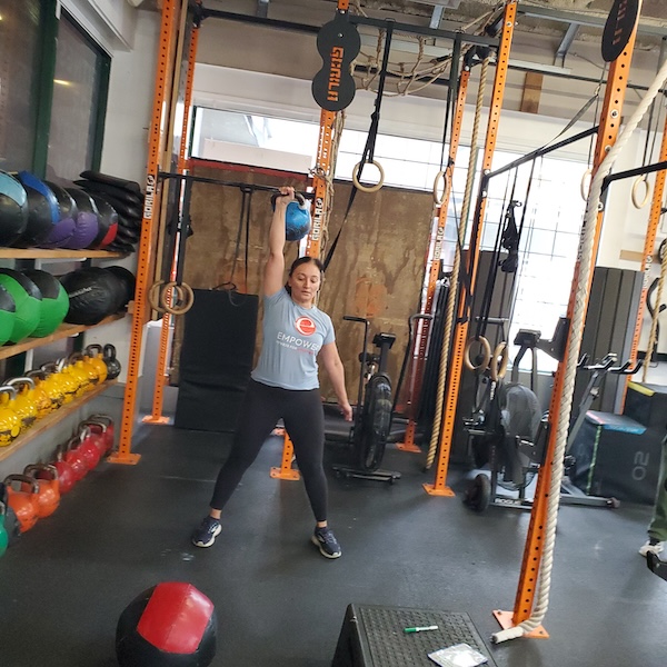 Hawkeye with kettlebell overhead