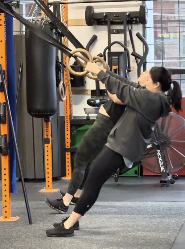 Ring rows at Empower gym in Vancouver
