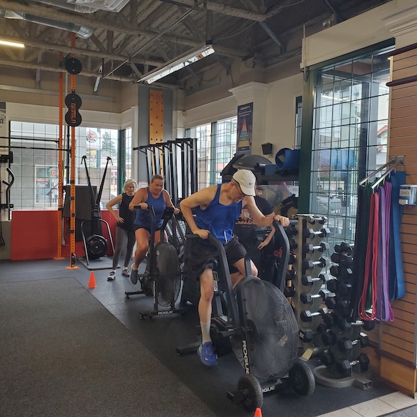 Empower member Doc Disc working out on the bike Empower member Doc Disc working out on the bike