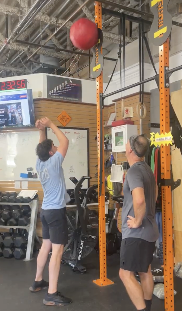 Wall ball shots at the HYROX Half Sim