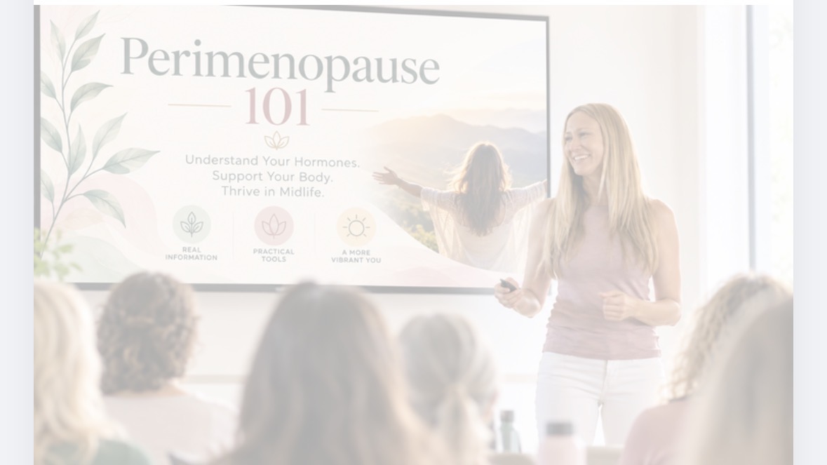 Britt presenting a Perimenopause 101 workshop to a group of women
