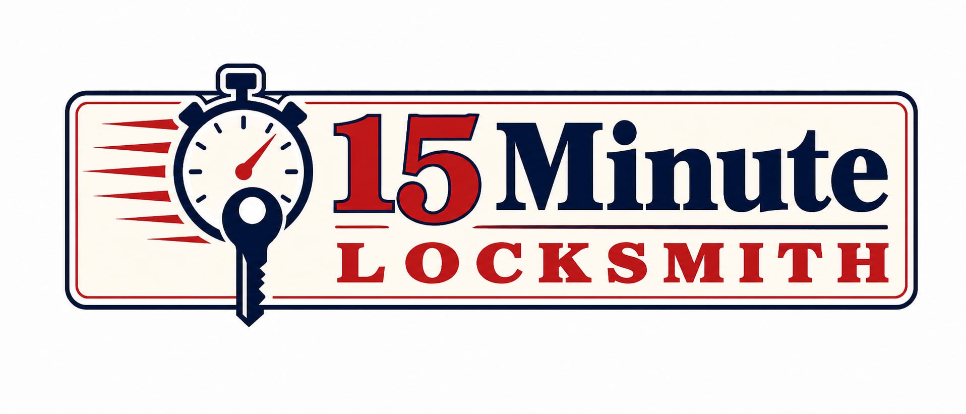 15 Minute Locksmith — stopwatch and key logo