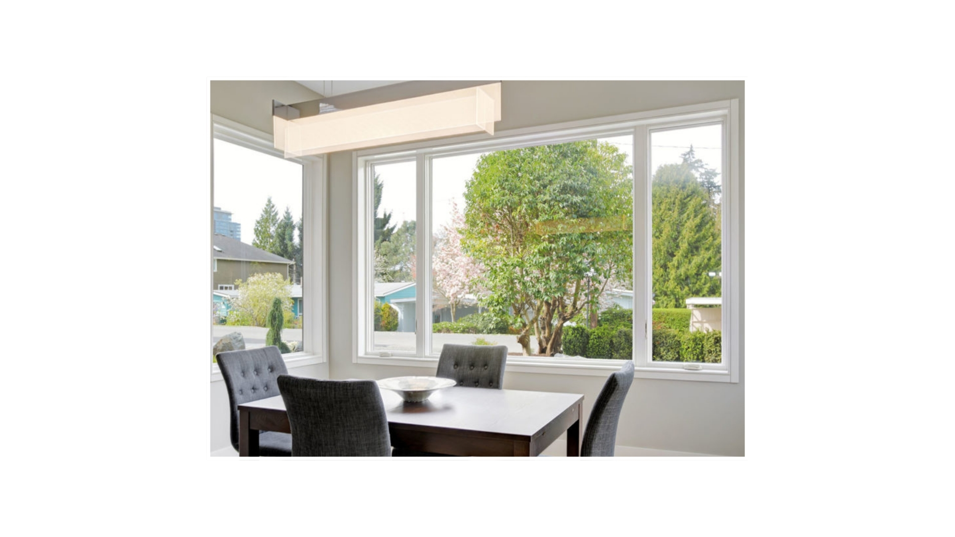 Premium windows providing natural light in a modern dining room