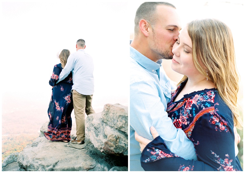Engagement pictures overlooking sunset rock in chattanooga tn.