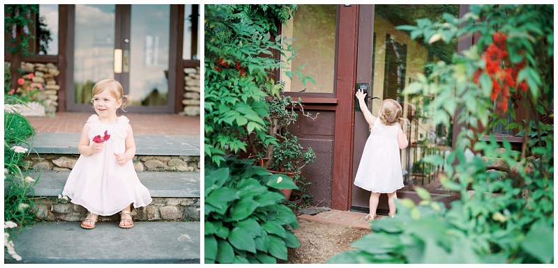 Happy little girl exploring greenery during Jonesborough TN photo session