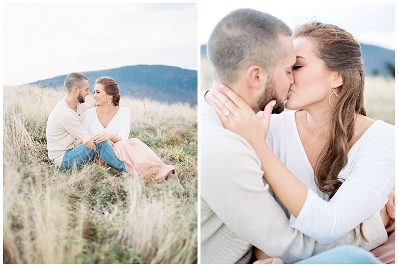 Candid engagement photo of Kala and Josh in Roan Mountain TN