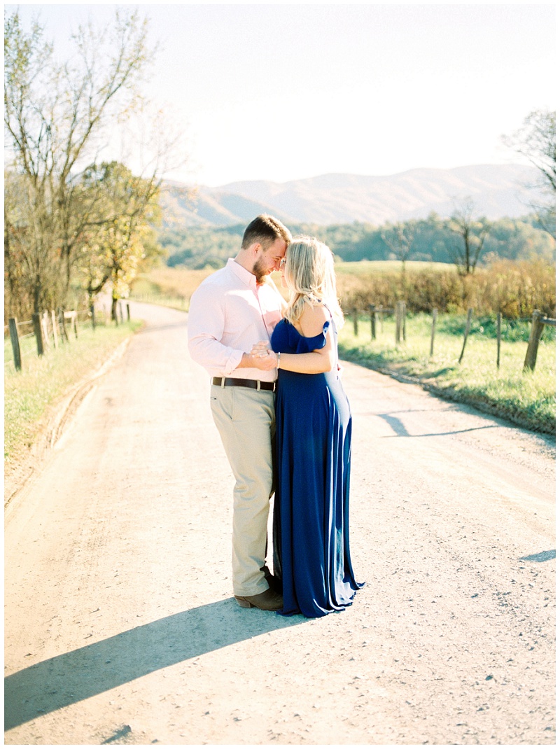Woman smiling during engagement session at Cades Cove, Townsend TN