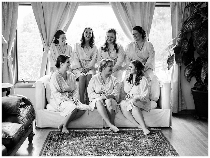Bride with bridesmaids getting ready at Jonesborough TN wedding