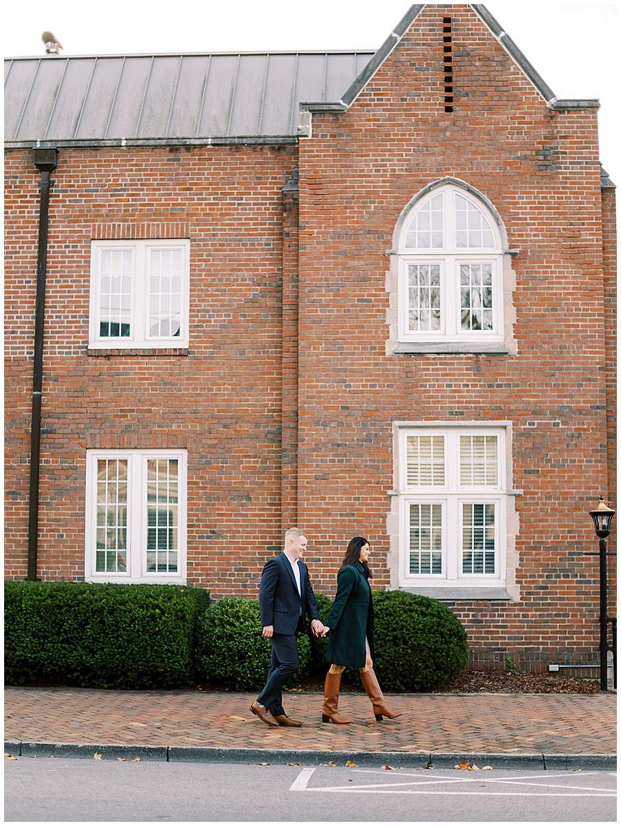 Rust and burgundy outfits for fall engagement photography