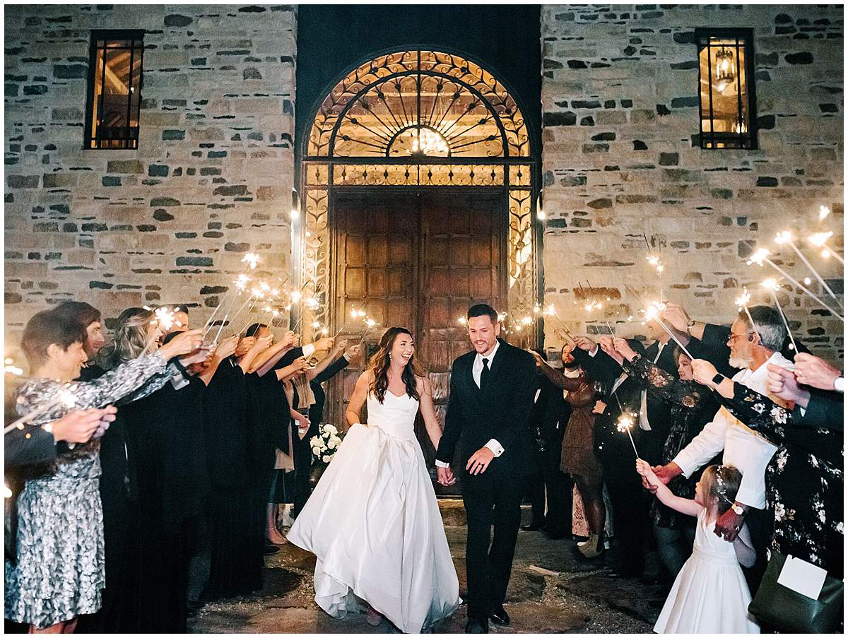Bride and groom leaving the Crooked River Virginia wedding