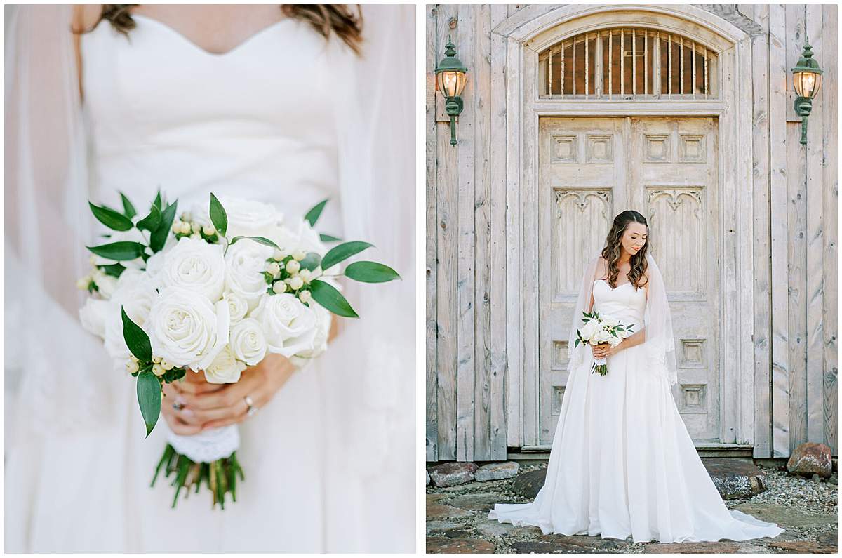 Bride holding a white bouquet