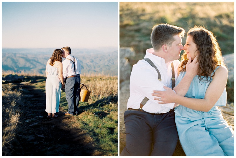 Sunset engagement photo of couple at Roan Mountain TN