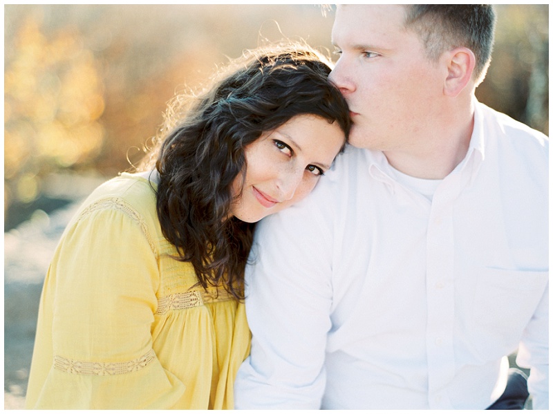 Couple enjoying their engagement picnic at Roan Mountain TN
