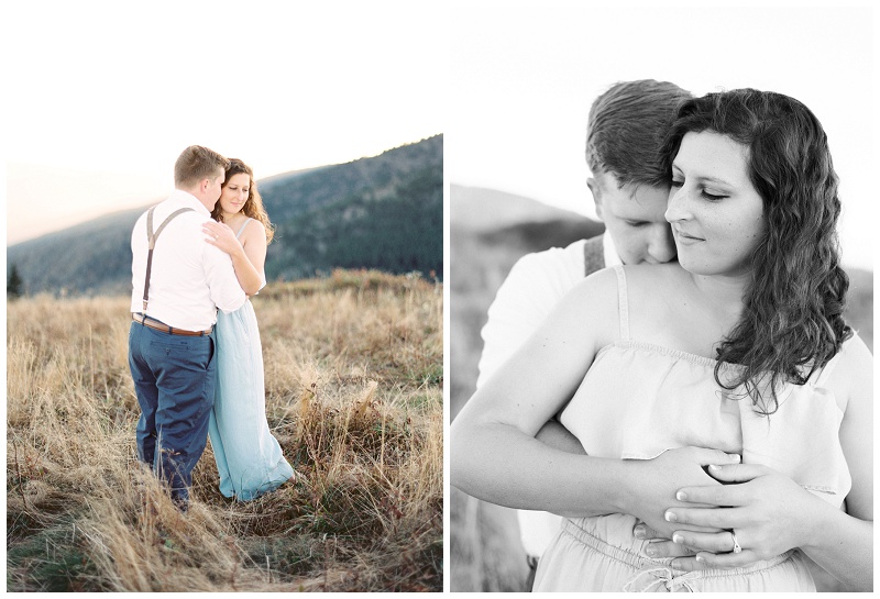 Rebekah leaning on Braxton during golden hour session