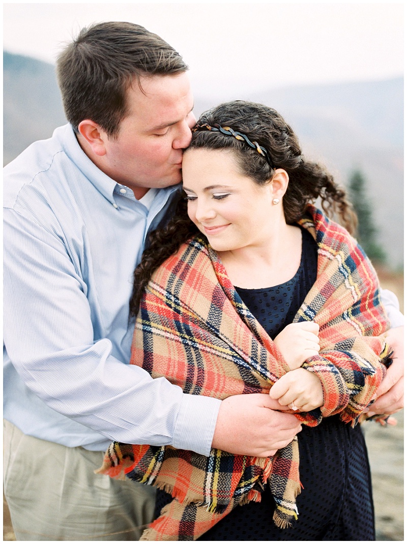 Fall engagement photos on Roan Mountain with natural landscape