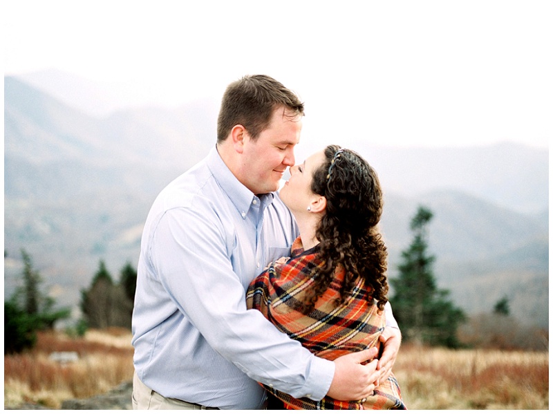 Roan Mountain engagement photos of couple with scenic mountain views