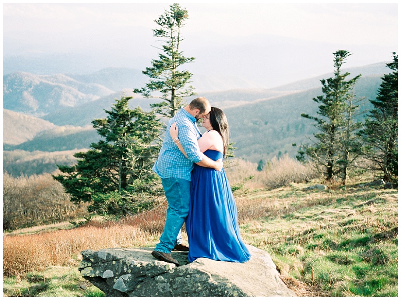 Roan Mountain engagement session with natural light and mountain backdrop