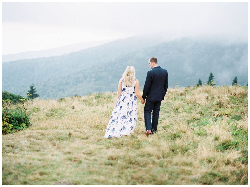 Romantic Roan Mountain engagement photography with scenic views