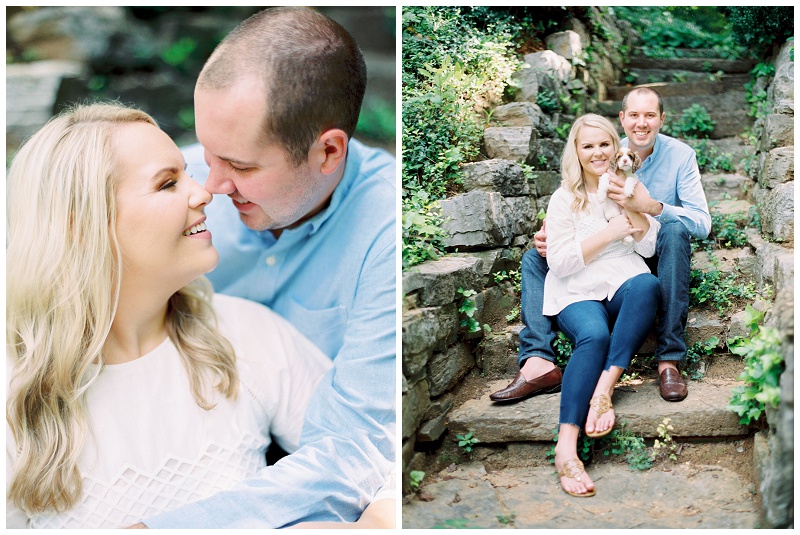 Engagement photos with puppy Pebbles in Tennessee mountains
