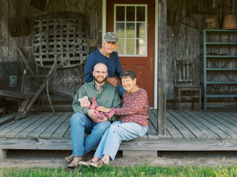 Northeast TN Lifestyle Family Photographer candid family moments with great grandparents and baby