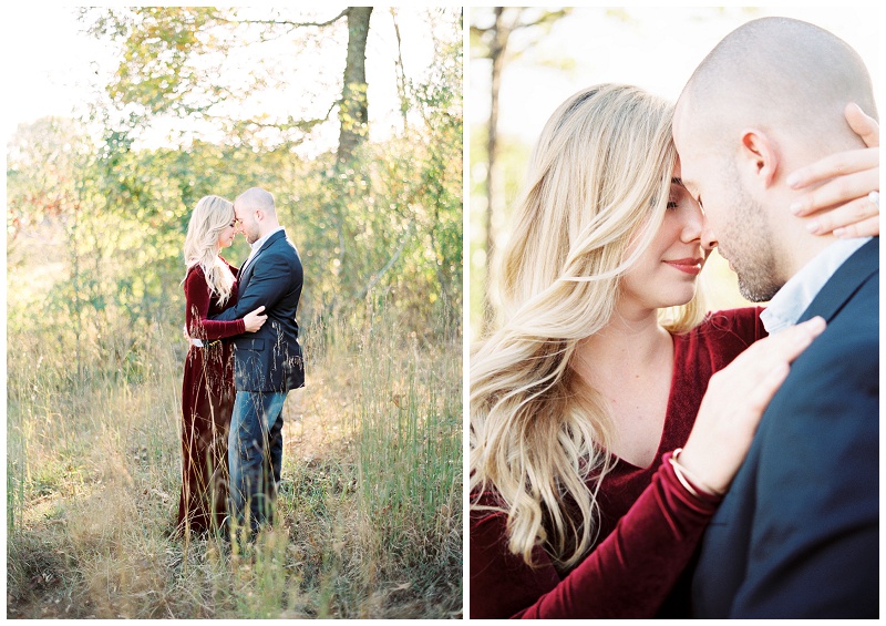 Natural Tunnel State Park engagement pictures bride to be in velvet dress