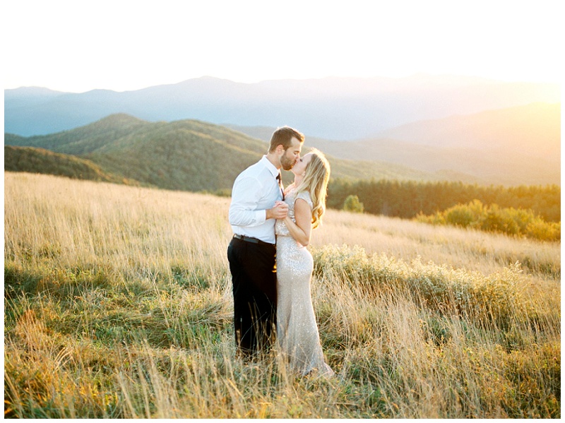 Max Patch Asheville NC engagement session with couple on mountain ridge
