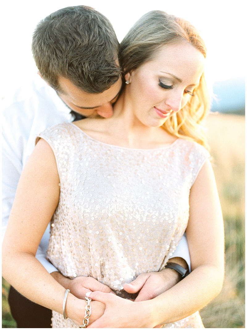 Max Patch Asheville NC engagement photos with romantic sunset
