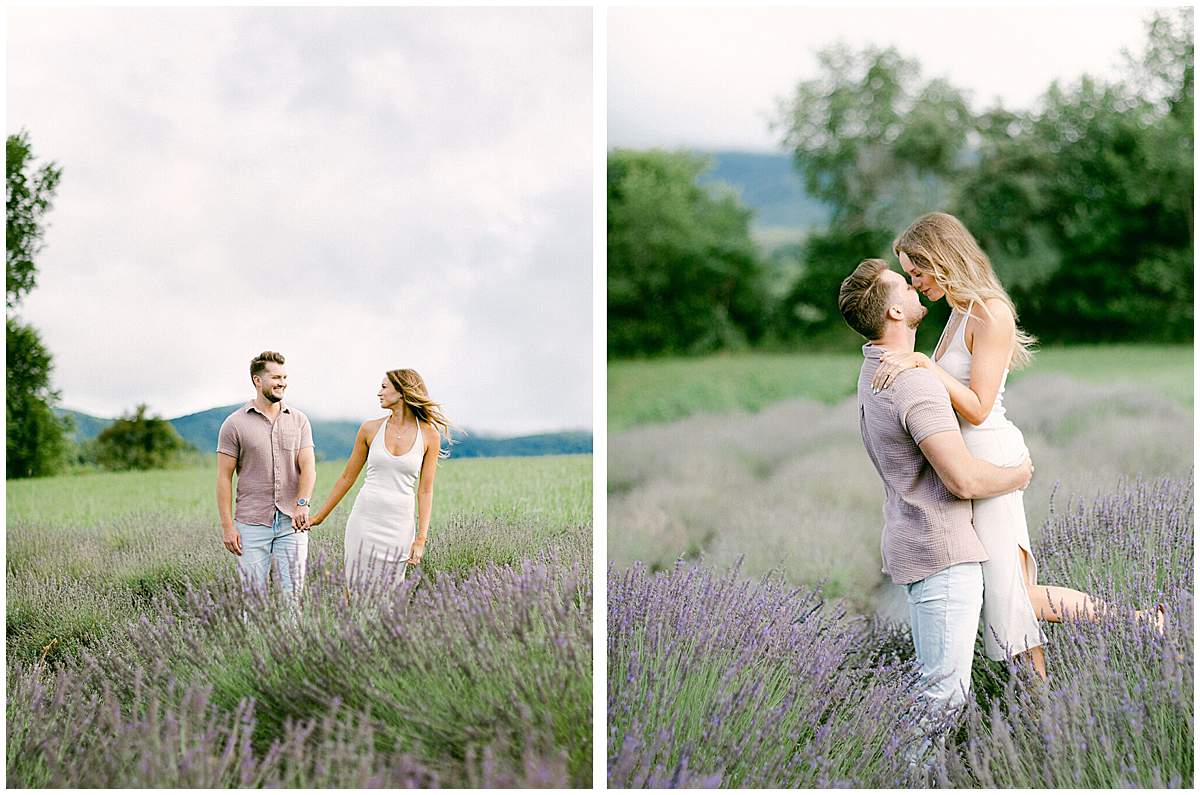 Walnut Hills Lavender and Herb Farm engagement photography with natural light