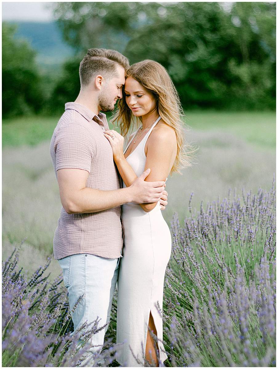 Engagement portraits in purple lavender fields near Abingdon Virginia