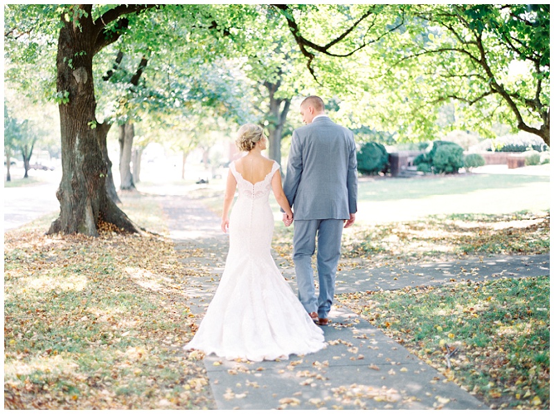 Downtown Kingsport TN outdoor wedding portraits in autumn Downtown Kingsport TN outdoor wedding portraits in autumn