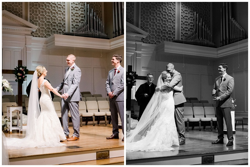 Downtown Kingsport TN couple under romantic wedding lighting Downtown Kingsport TN couple under romantic wedding lighting