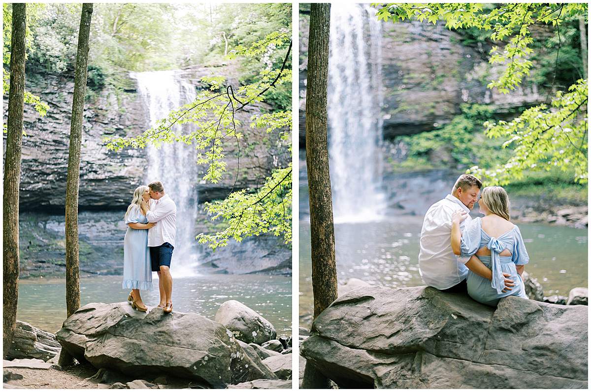 Engagement session with couple overlooking canyon at Cloudland Canyon State Park