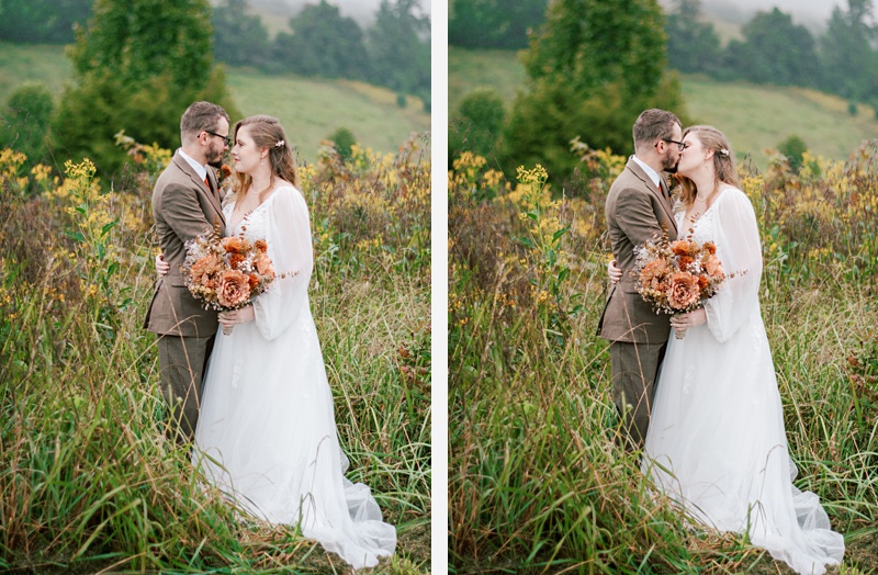 Groom and groomsmen standing in scenic outdoor venue