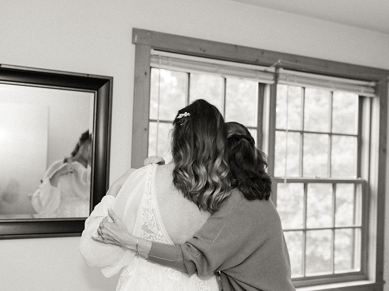 Bride getting ready with mother at Natural Tunnel State Park