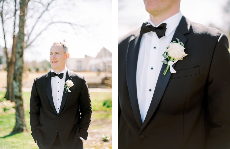 Groom laughing at his marblegate farm wedding