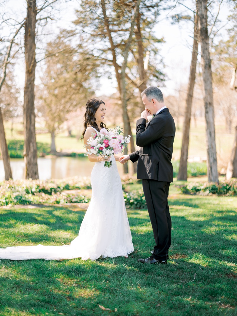 Couple exchanging vows at Marblegate Farm