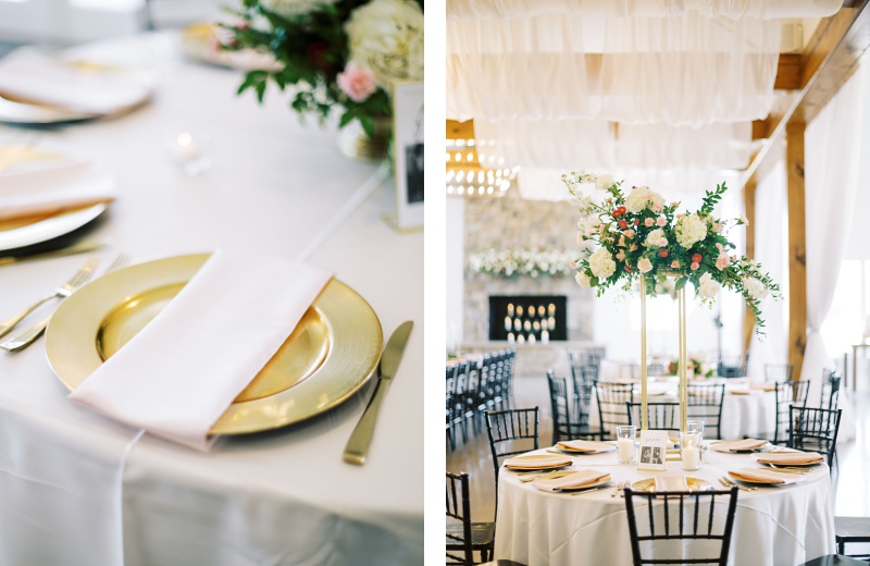 Table centerpiece with flowers and candles