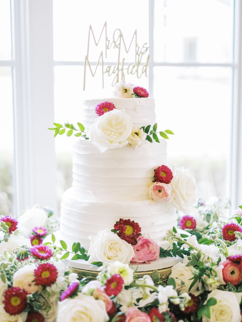 cake with floral accents