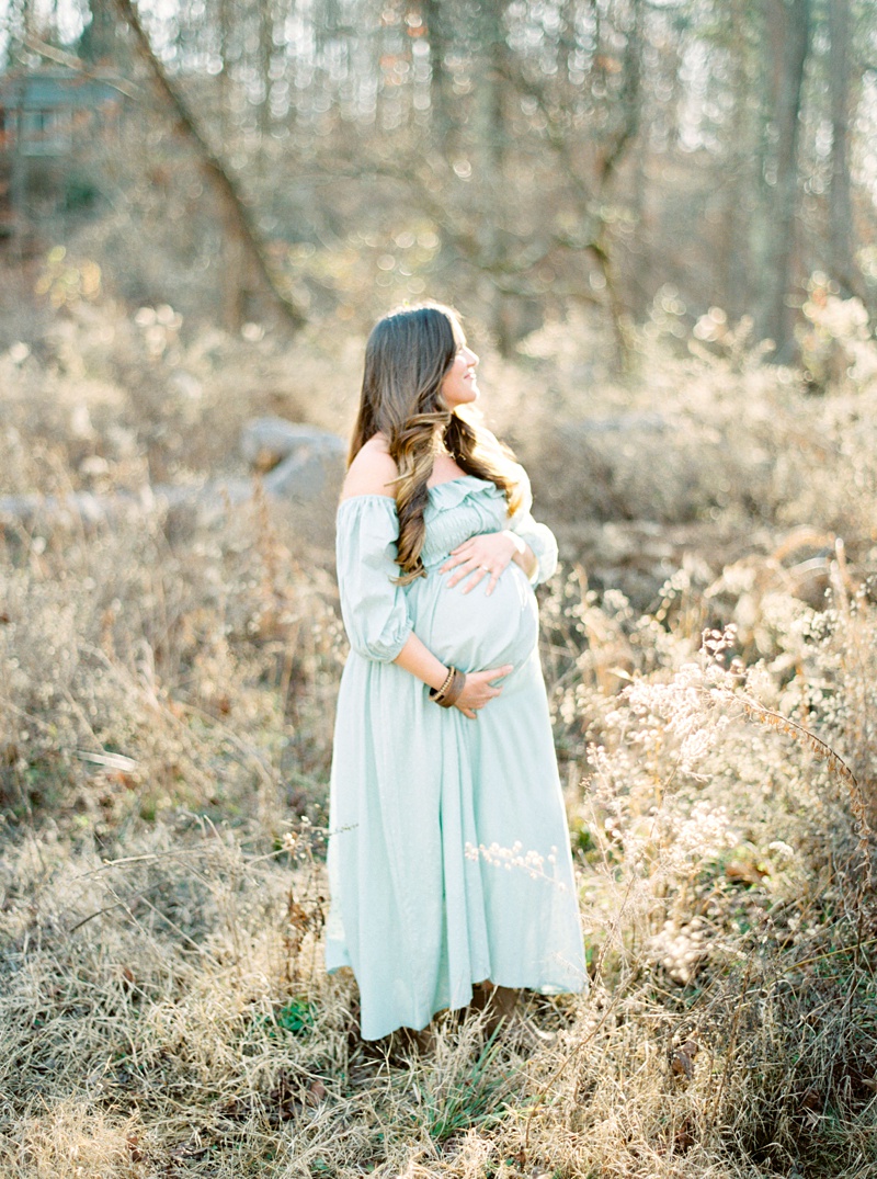 Mom in flowing dress outdoors in Knoxville Mom in flowing dress outdoors in Knoxville