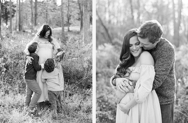 Couple smiling during maternity photos in Knoxville Couple smiling during maternity photos in Knoxville