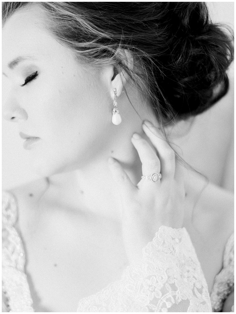 Elegant bride in lace wedding gown at Allandale Mansion Kingsport TN